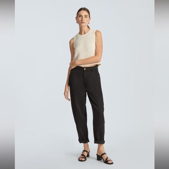Everlane Women’s 6 Tencel Relaxed Fit‎ Chino Pant Black Slouchy Trouser New - Picture 4 of 13